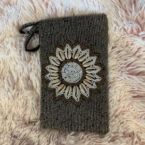 Elegant Black and White Beaded Clutch